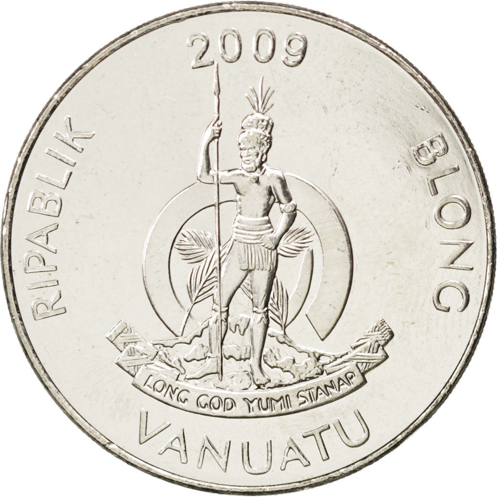 VANUATU, 50 Vatu, 2009, British Royal Mint, KM #8, MS(63), Copper-Nickel, 32.9,.