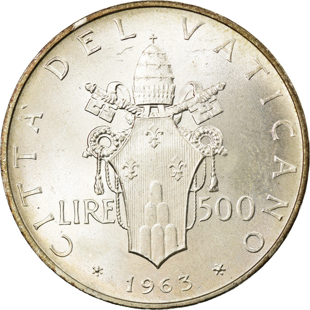 Moneda, CIUDAD DEL VATICANO, Paul VI, 500 Lire, 1963, SC, Plata, KM:83.1