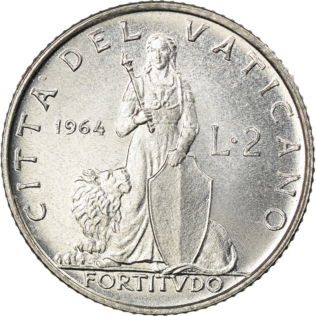Münze, Vatikanstadt, Paul VI, 2 Lire, 1964, UNZ, Aluminium, KM:77.2