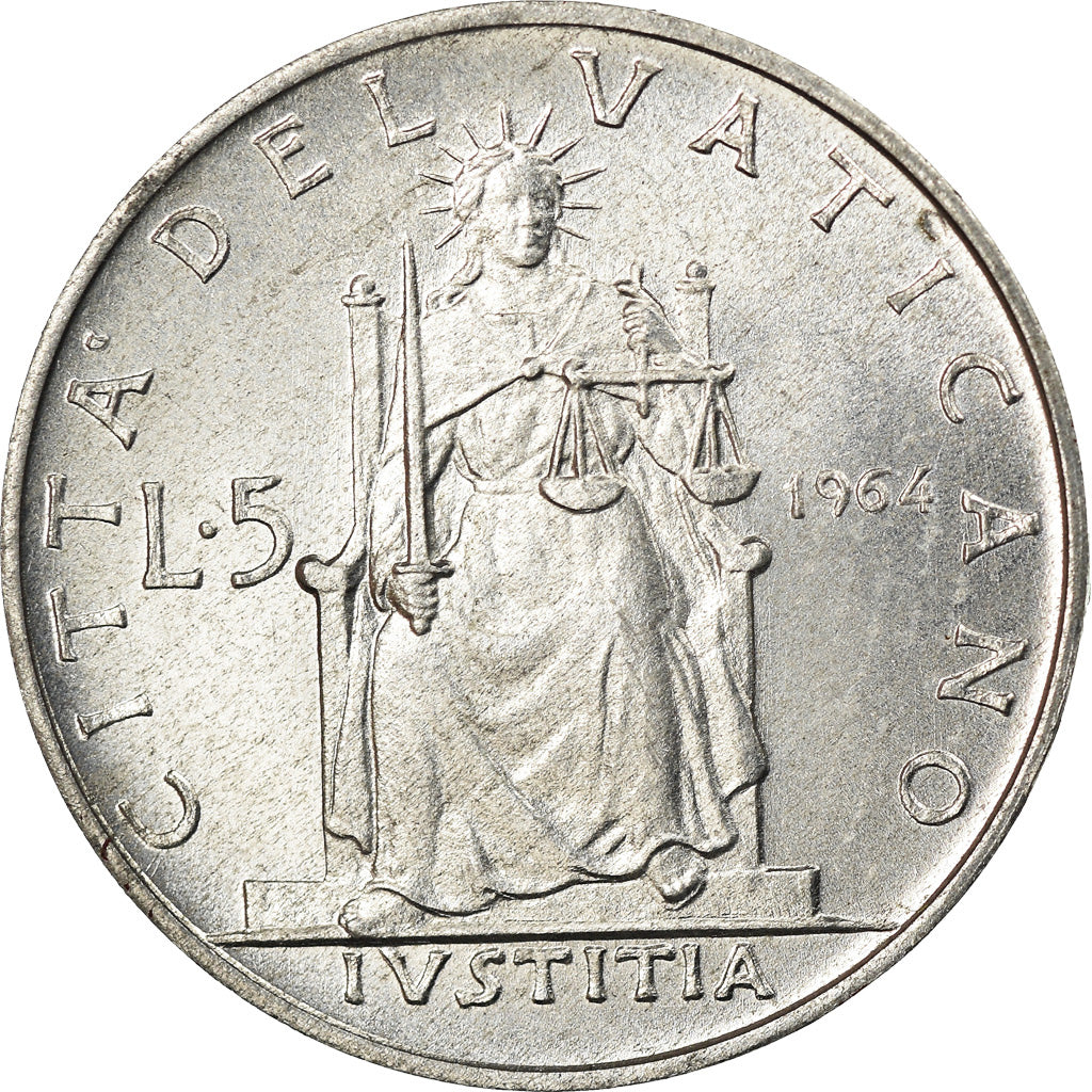 Moneta, CITTÀ DEL VATICANO, Paul VI, 5 Lire, 1964, SPL, Alluminio, KM:78.1