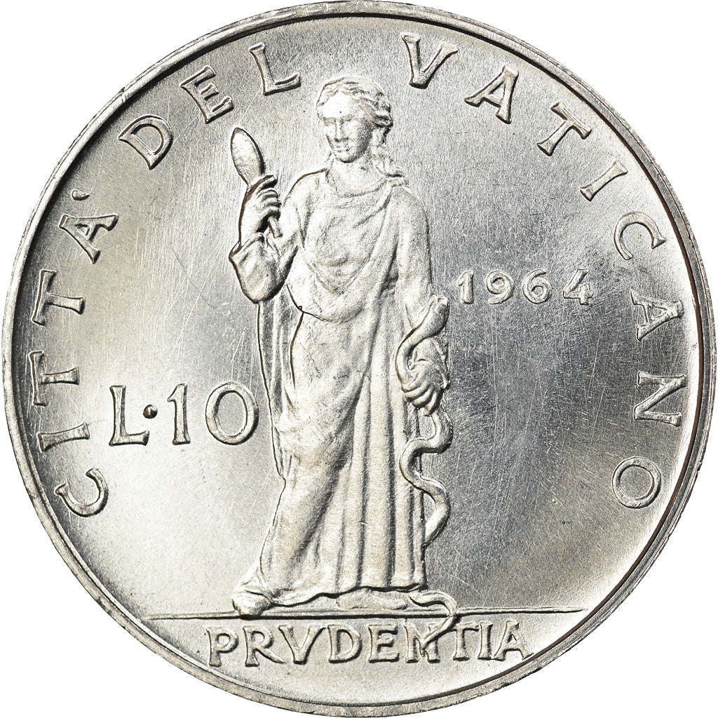 Monnaie, Cité du Vatican, Paul VI, 10 Lire, 1964, SPL, Aluminium, KM:79.2