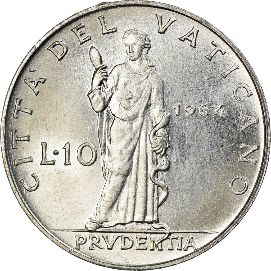 Moneta, CITTÀ DEL VATICANO, Paul VI, 10 Lire, 1964, SPL, Alluminio, KM:79.2