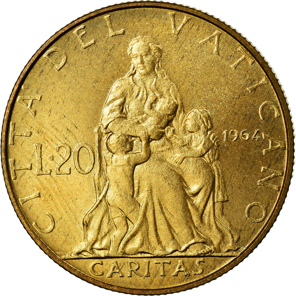 Moneta, CITTÀ DEL VATICANO, Paul VI, 20 Lire, 1964, SPL, Alluminio-bronzo
