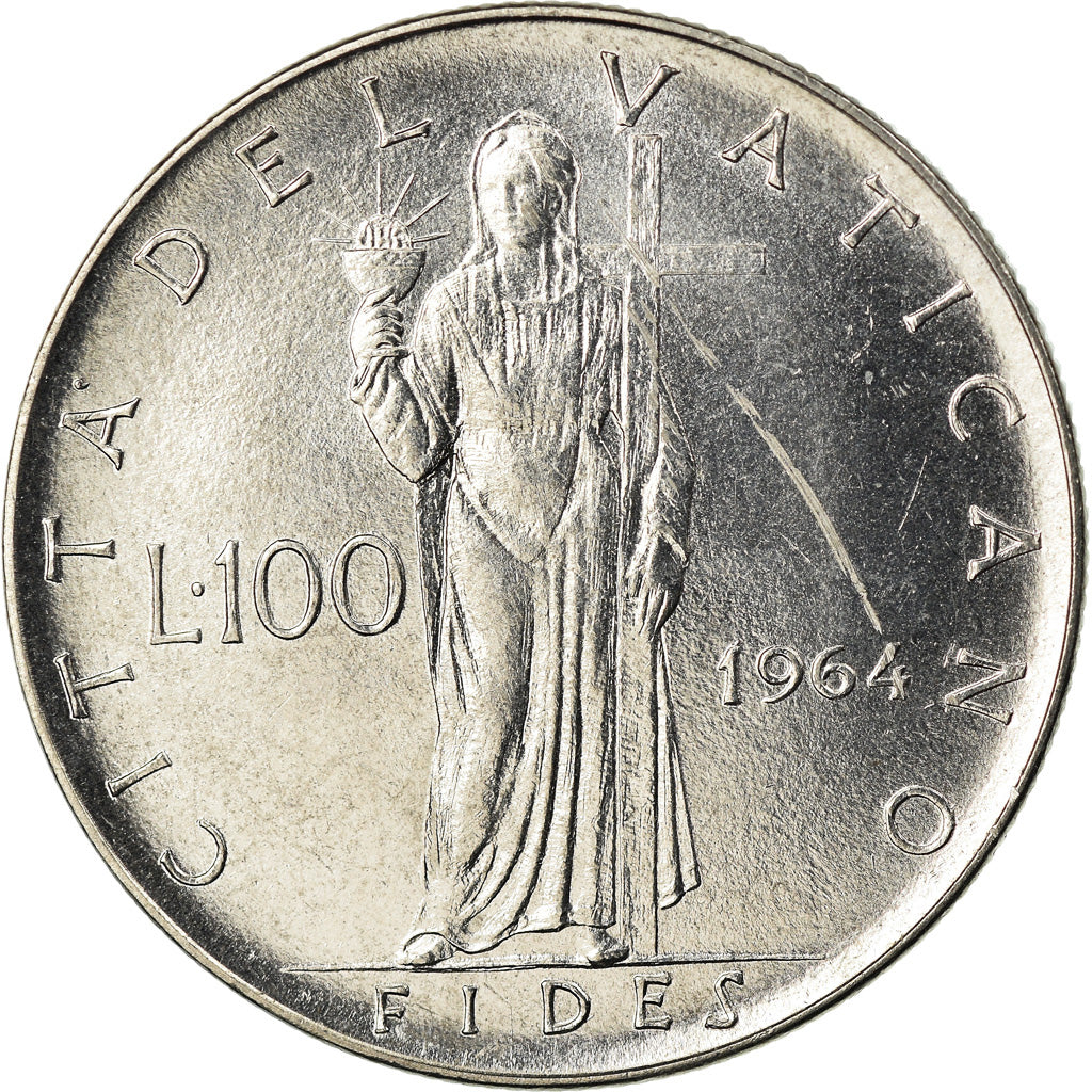 Moneta, CITTÀ DEL VATICANO, Paul VI, 100 Lire, 1964, SPL-, Acciaio