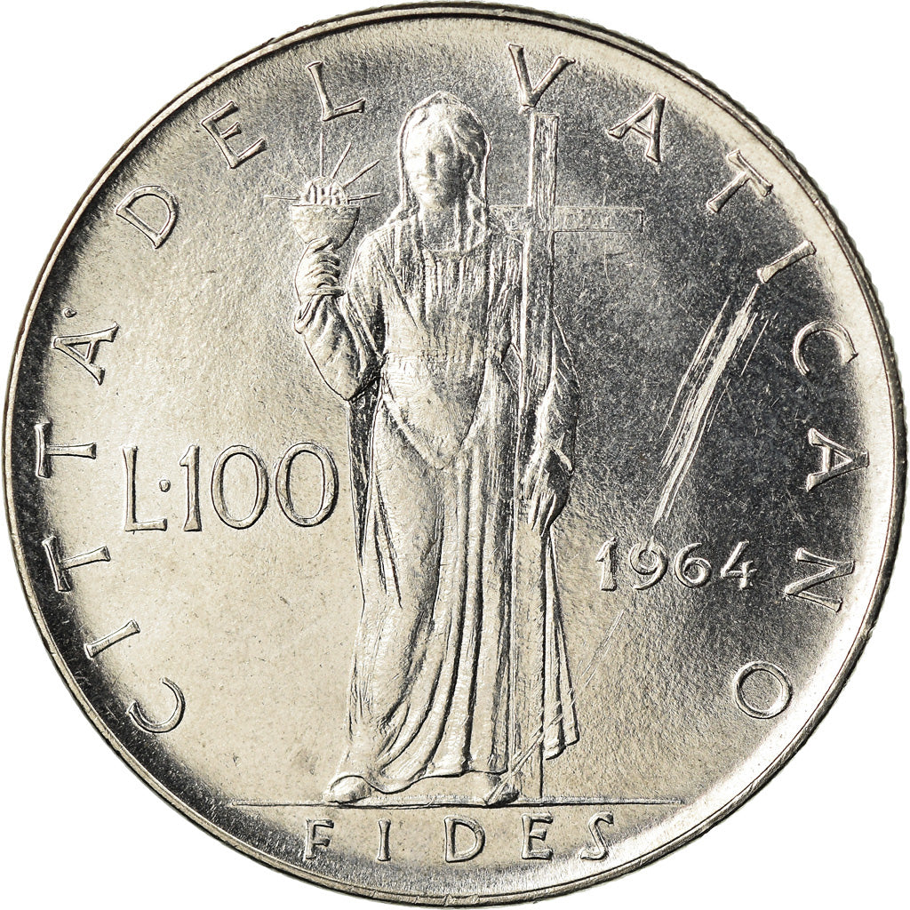 Moneta, CITTÀ DEL VATICANO, Paul VI, 100 Lire, 1964, SPL-, Acciaio