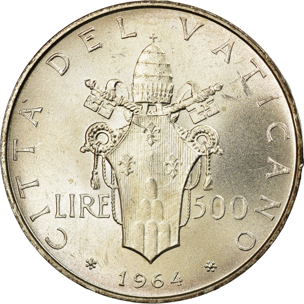 Coin, VATICAN CITY, Paul VI, 500 Lire, 1964, MS(63), Silver, KM:83.2