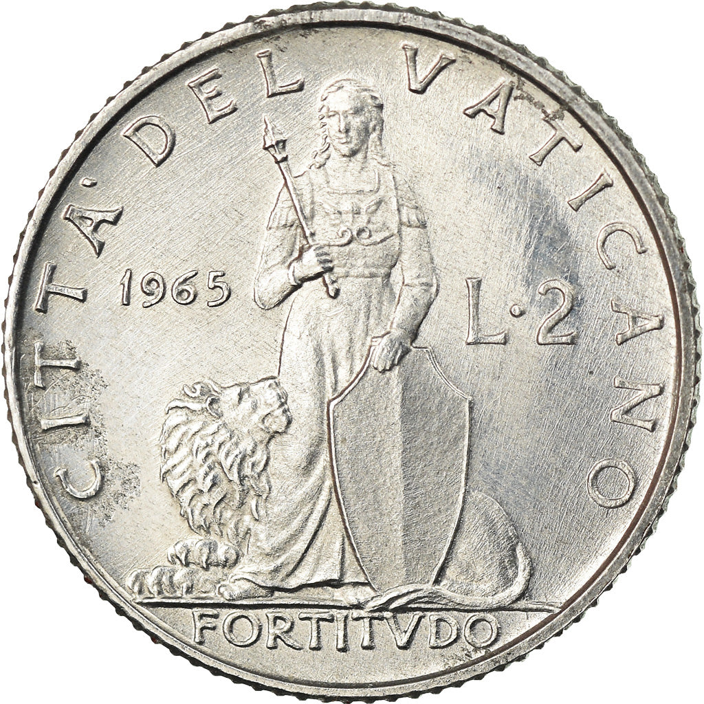 Moneda, CIUDAD DEL VATICANO, Paul VI, 2 Lire, 1965, SC, Aluminio, KM:77.2