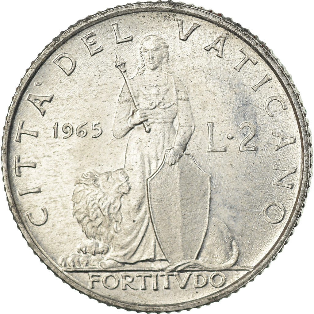 Münze, Vatikanstadt, Paul VI, 2 Lire, 1965, UNZ, Aluminium, KM:77.2