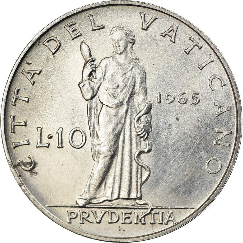 Moneta, CITTÀ DEL VATICANO, Paul VI, 10 Lire, 1965, SPL, Alluminio, KM:79.2