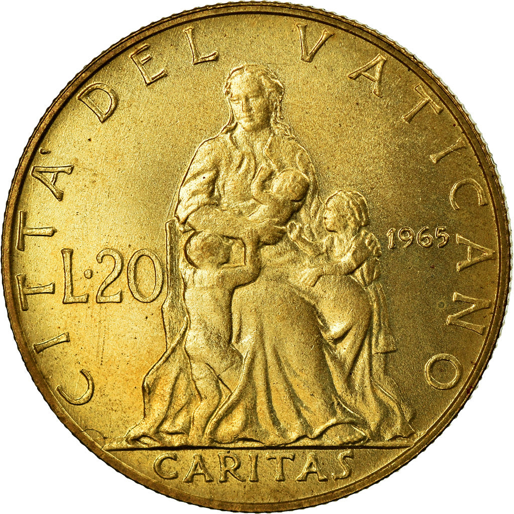 Moneta, CITTÀ DEL VATICANO, Paul VI, 20 Lire, 1965, SPL, Alluminio-bronzo