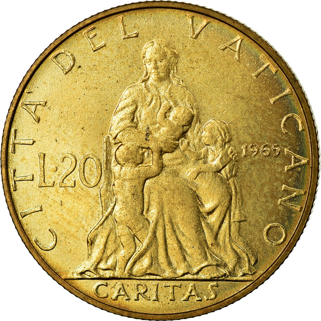 Moneta, CITTÀ DEL VATICANO, Paul VI, 20 Lire, 1965, SPL, Alluminio-bronzo