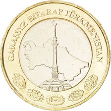 TURKMENISTAN, Manat, 2010, KM #103, MS(63), Bi-Metallic, 27, 9.47