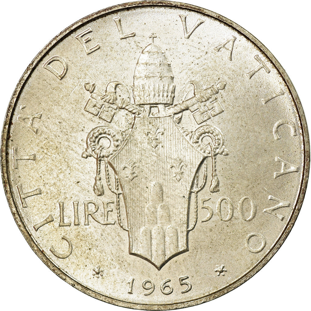 Münze, Vatikanstadt, Paul VI, 500 Lire, 1965, UNZ, Silber, KM:83.2