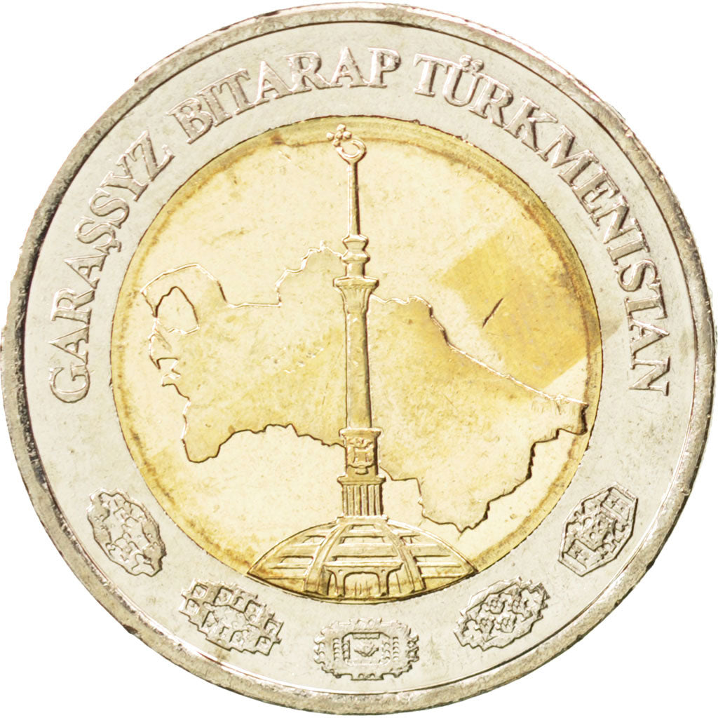 Coin, Turkmenistan, 2 Manat, 2010, MS(63), Bi-Metallic, KM:104