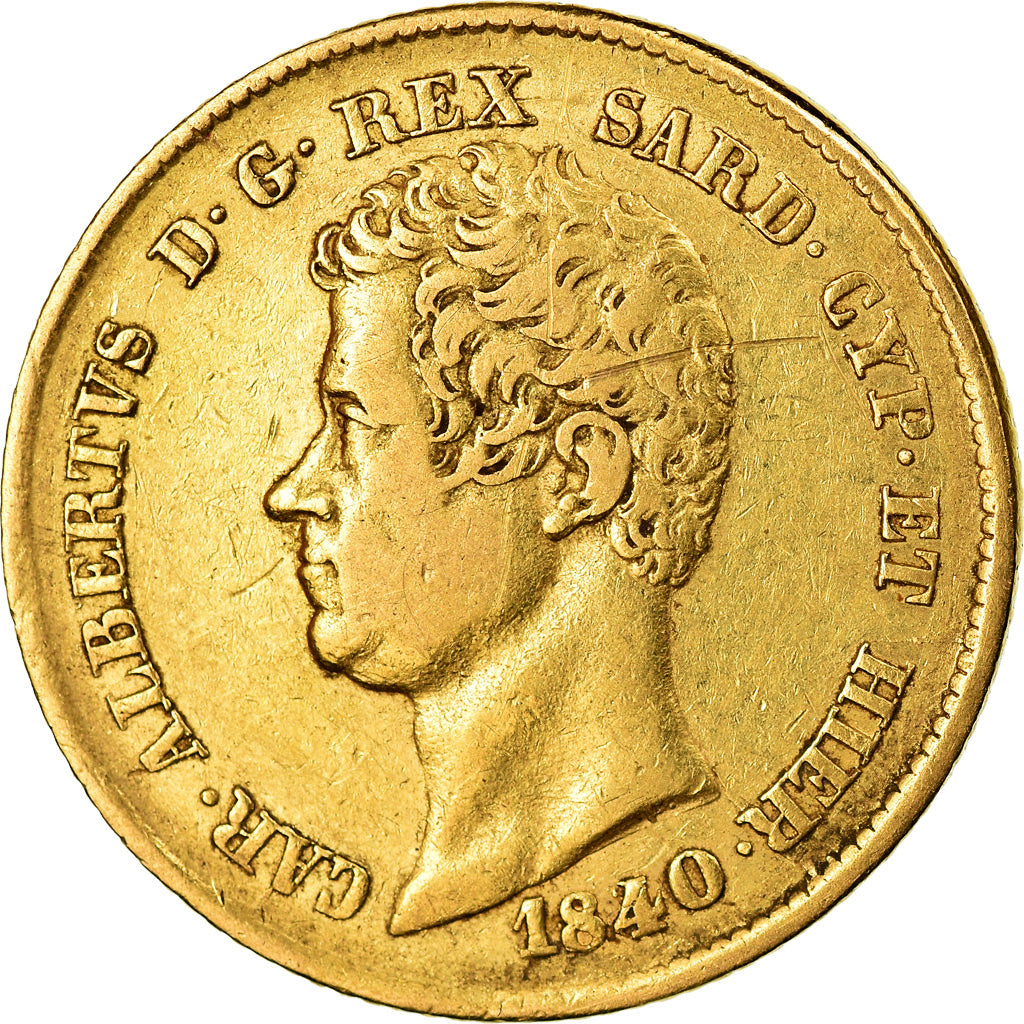 Moneda, Estados italianos, SARDINIA, Carlo Alberto, 20 Lire, 1840, Genoa, BC+