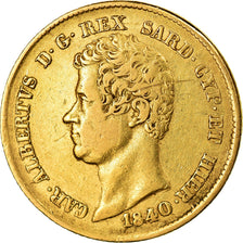 Moneda, Estados italianos, SARDINIA, Carlo Alberto, 20 Lire, 1840, Genoa, BC+