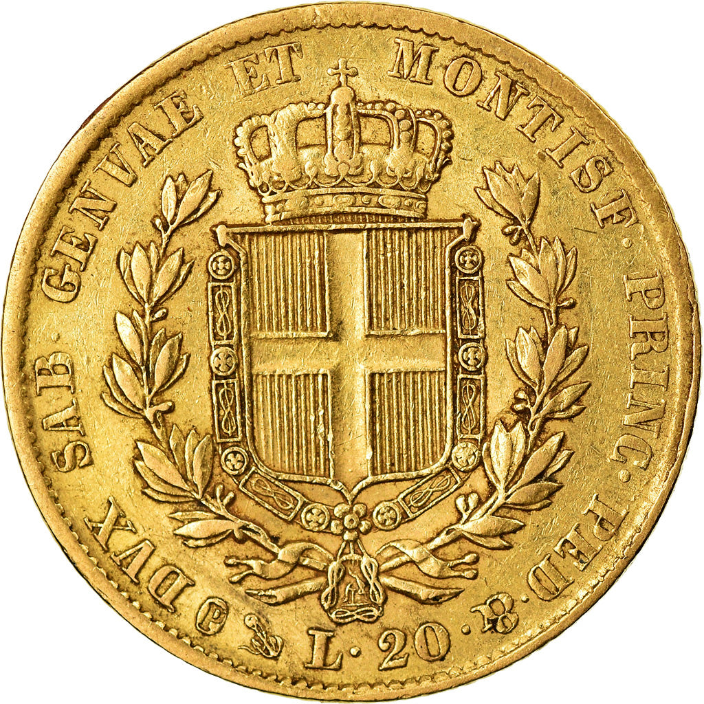 Moneda, Estados italianos, SARDINIA, Carlo Alberto, 20 Lire, 1840, Genoa, BC+