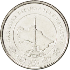 Coin, Turkmenistan, Tenge, 2009, MS(63), Nickel plated steel, KM:95
