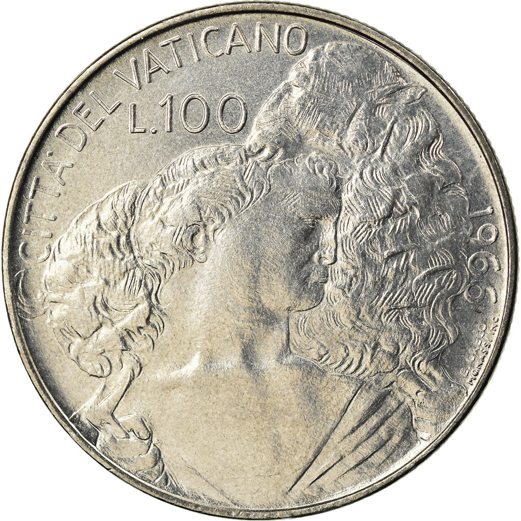 Monnaie, Cité du Vatican, Paul VI, 100 Lire, 1966, SPL, Stainless Steel, KM:90