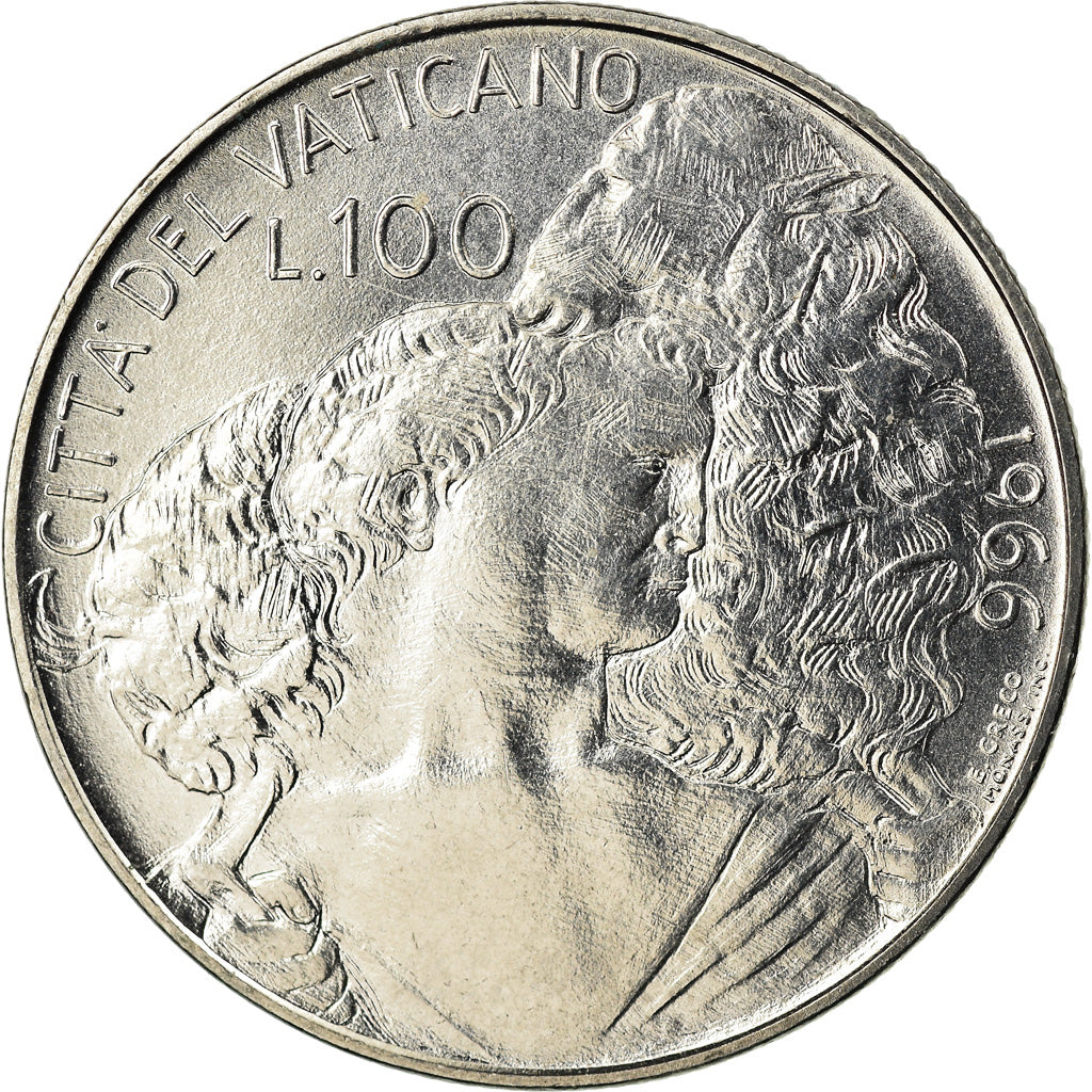 Monnaie, Cité du Vatican, Paul VI, 100 Lire, 1966, SPL, Stainless Steel, KM:90