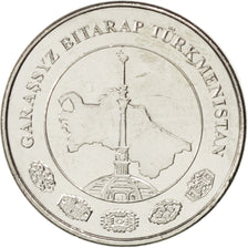 TURKMENISTAN, 5 Tenge, 2009, KM #97, MS(63), Nickel Plated Steel, 20, 4.00