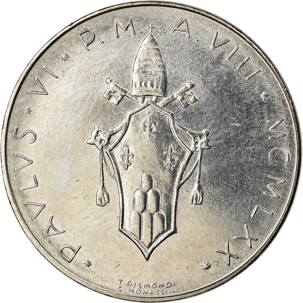 Moneda, CIUDAD DEL VATICANO, Paul VI, 100 Lire, 1970, Roma, SC, Acero