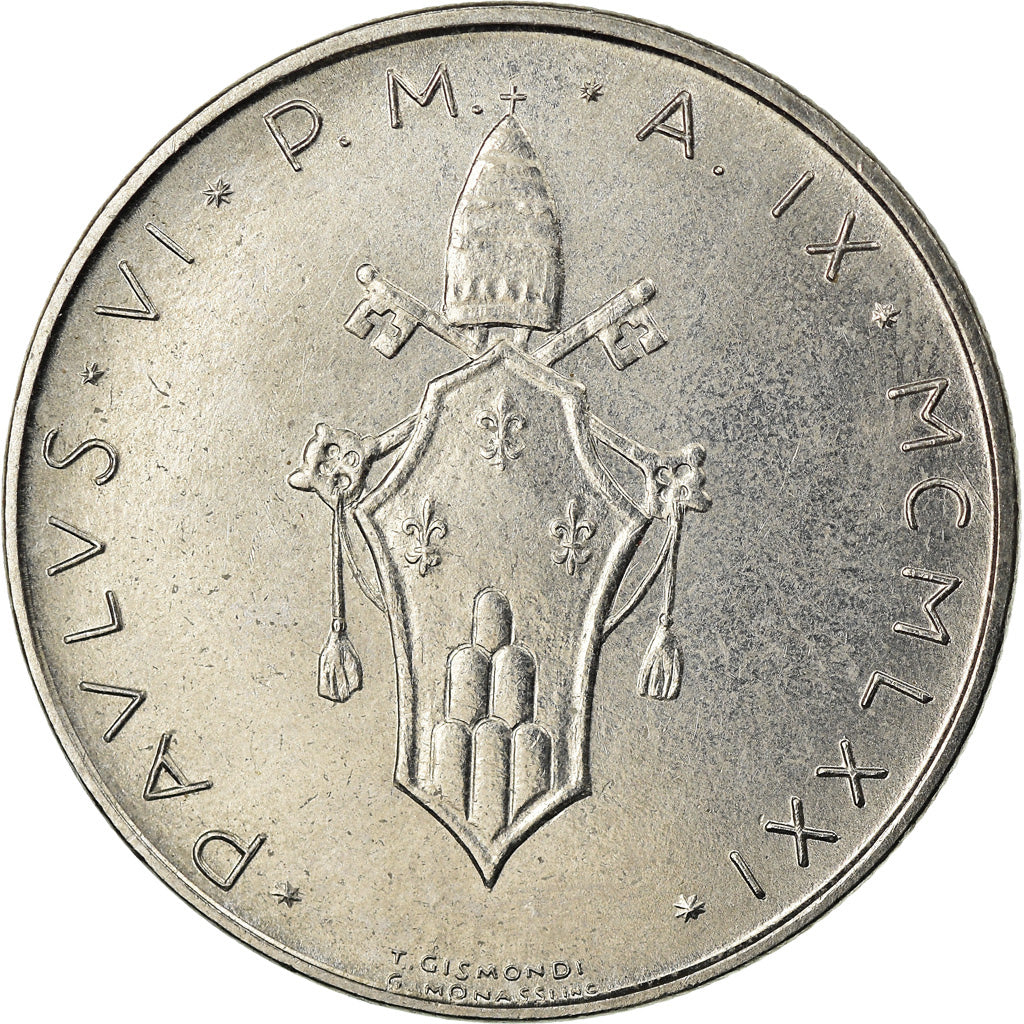 Moeda, CIDADE DO VATICANO, Paul VI, 100 Lire, 1971, MS(63), Aço Inoxidável