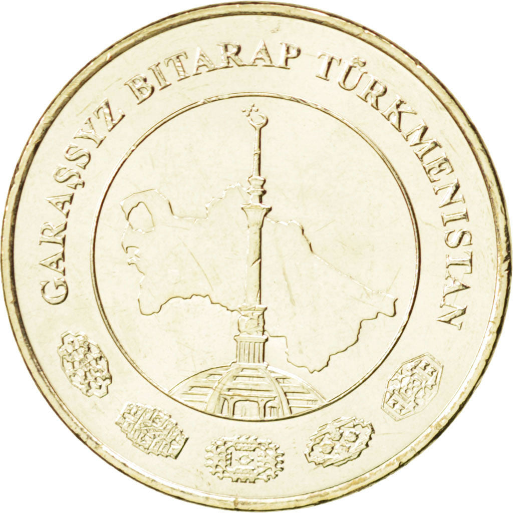 TURKMENISTAN, 20 Tenge, 2009, KM #99, MS(63), Brass, 23, 6.43