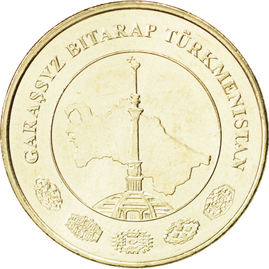 TURKMENISTAN, 50 Tenge, 2009, KM #100, MS(63), Brass, 26, 8.01