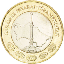 TURKMENISTAN, Manat, 2010, KM #103, MS(63), Bi-Metallic, 27, 9.56