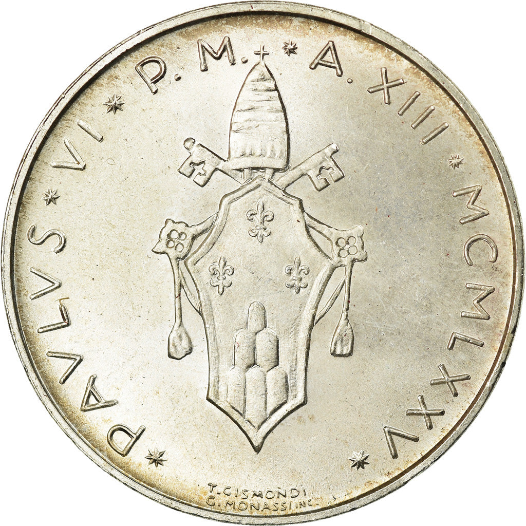 Coin, VATICAN CITY, Paul VI, 500 Lire, 1975, MS(63), Silver, KM:123