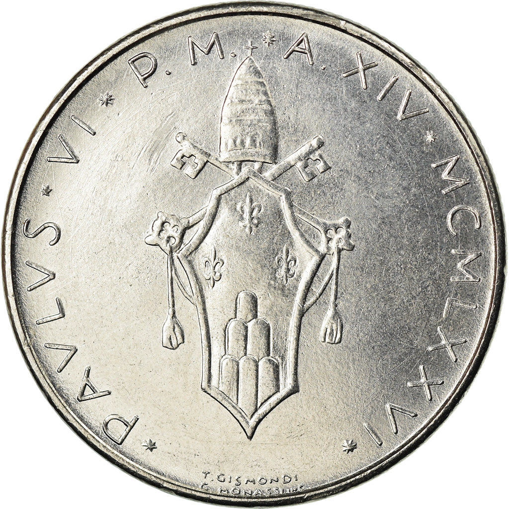 Moneda, CIUDAD DEL VATICANO, Paul VI, 100 Lire, 1976, SC, Acero inoxidable
