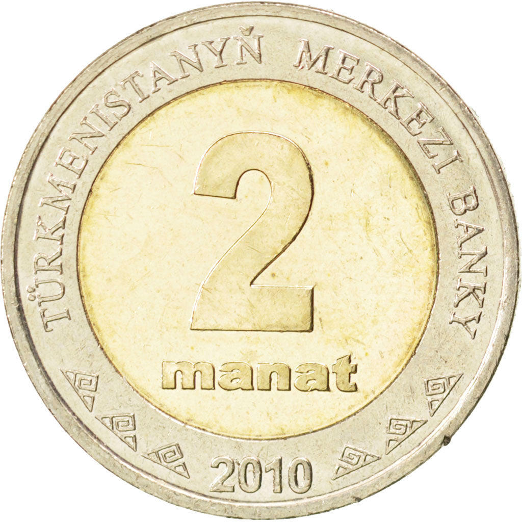 Coin, Turkmenistan, 2 Manat, 2010, MS(63), Bi-Metallic, KM:104
