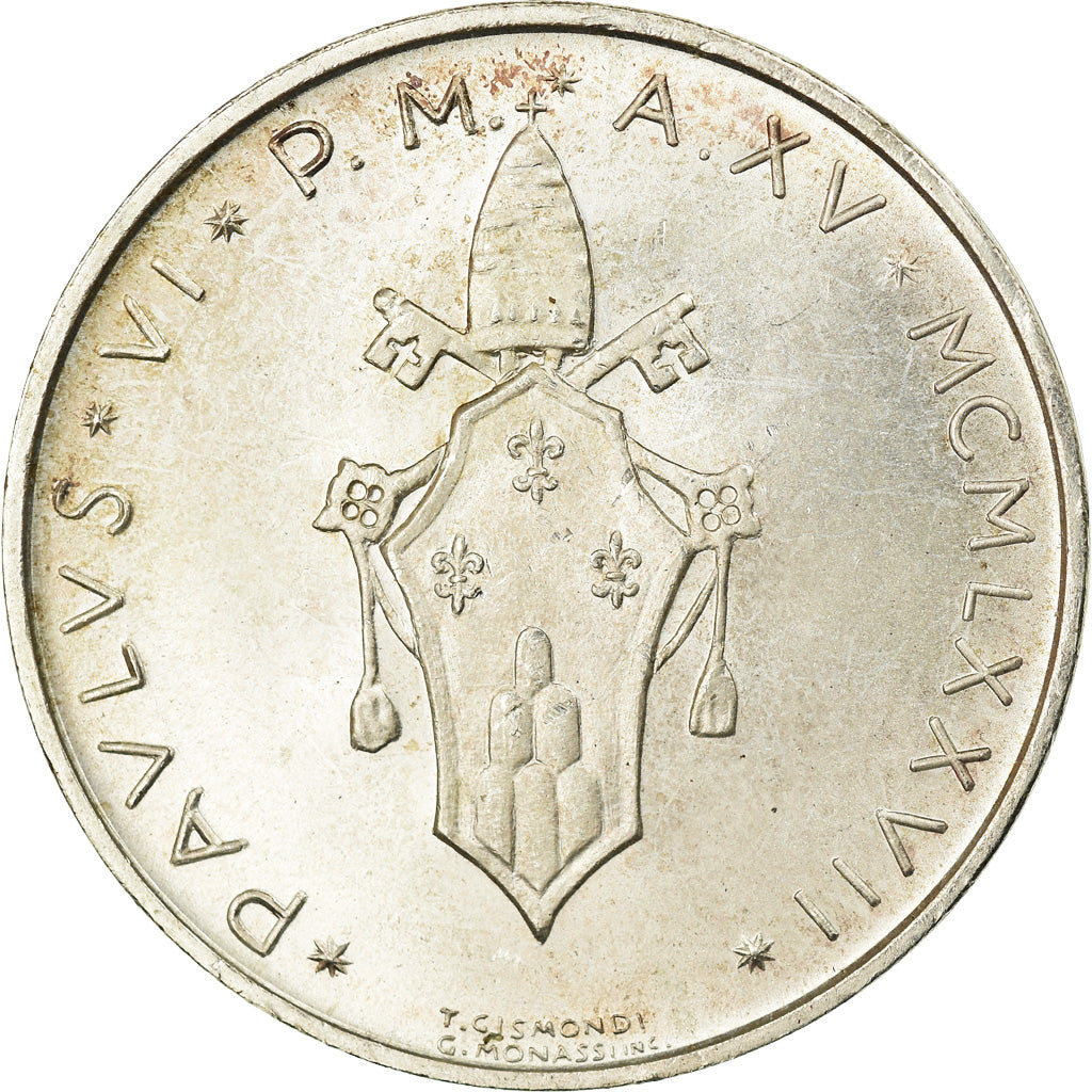 Münze, Vatikanstadt, Paul VI, 500 Lire, 1977, Roma, UNZ, Silber, KM:132