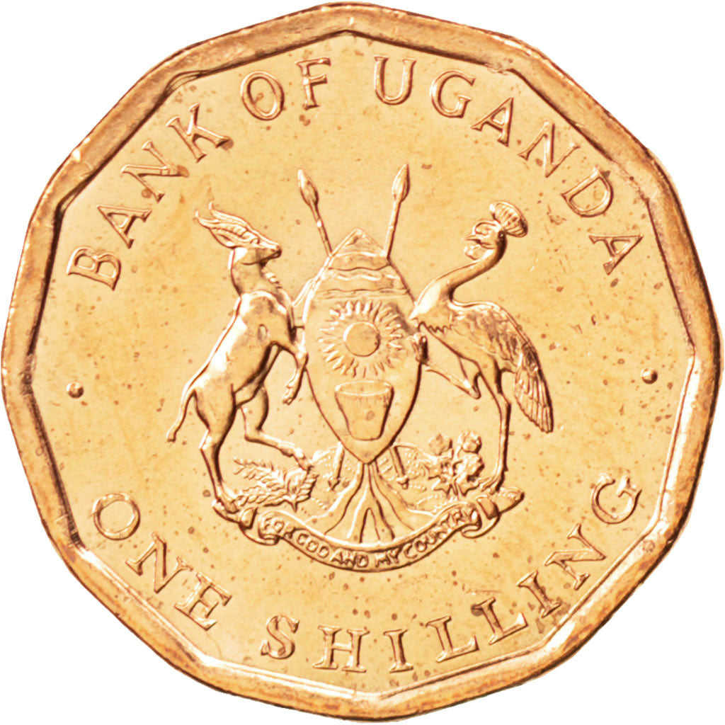 UGANDA, Shilling, 1987, KM #27, MS(63), Copper Plated Steel, 19.85, 4.30