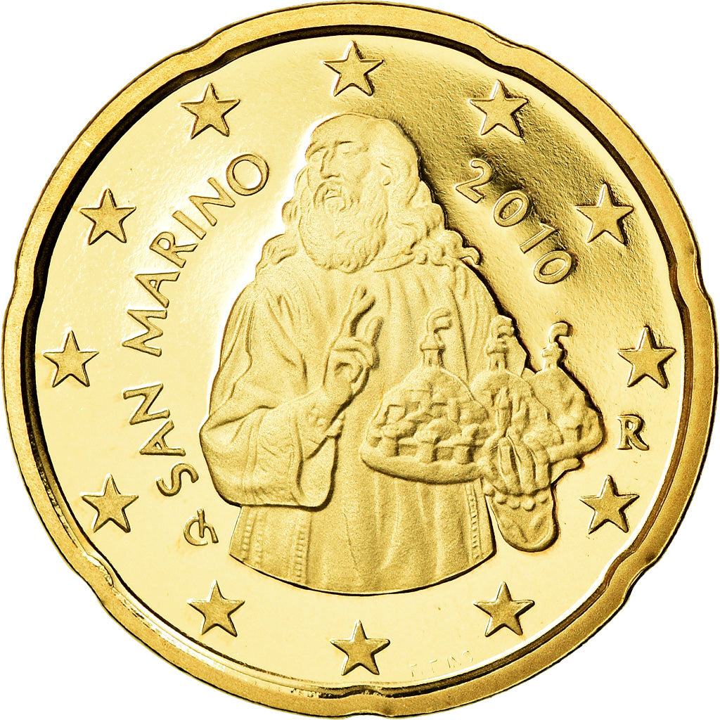 San Marino, 20 Euro Cent, 2010, Proof, FDC, Ottone, KM:483