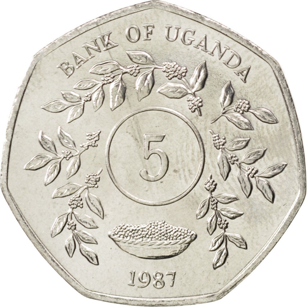 Ouganda, 5 Shillings 1987, KM 29