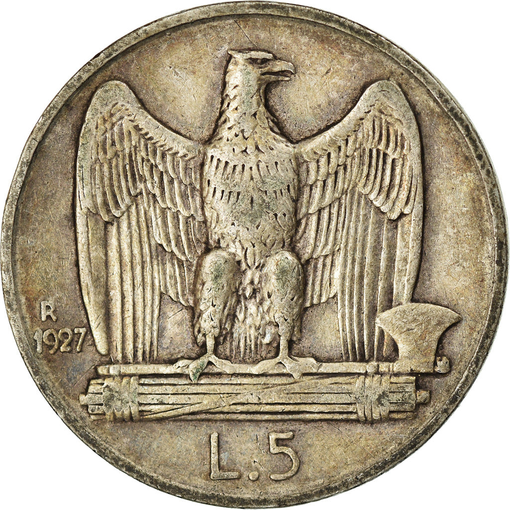 Monnaie, Italie, Vittorio Emanuele III, 5 Lire, 1927, Rome, TB+, Argent, KM:67.2