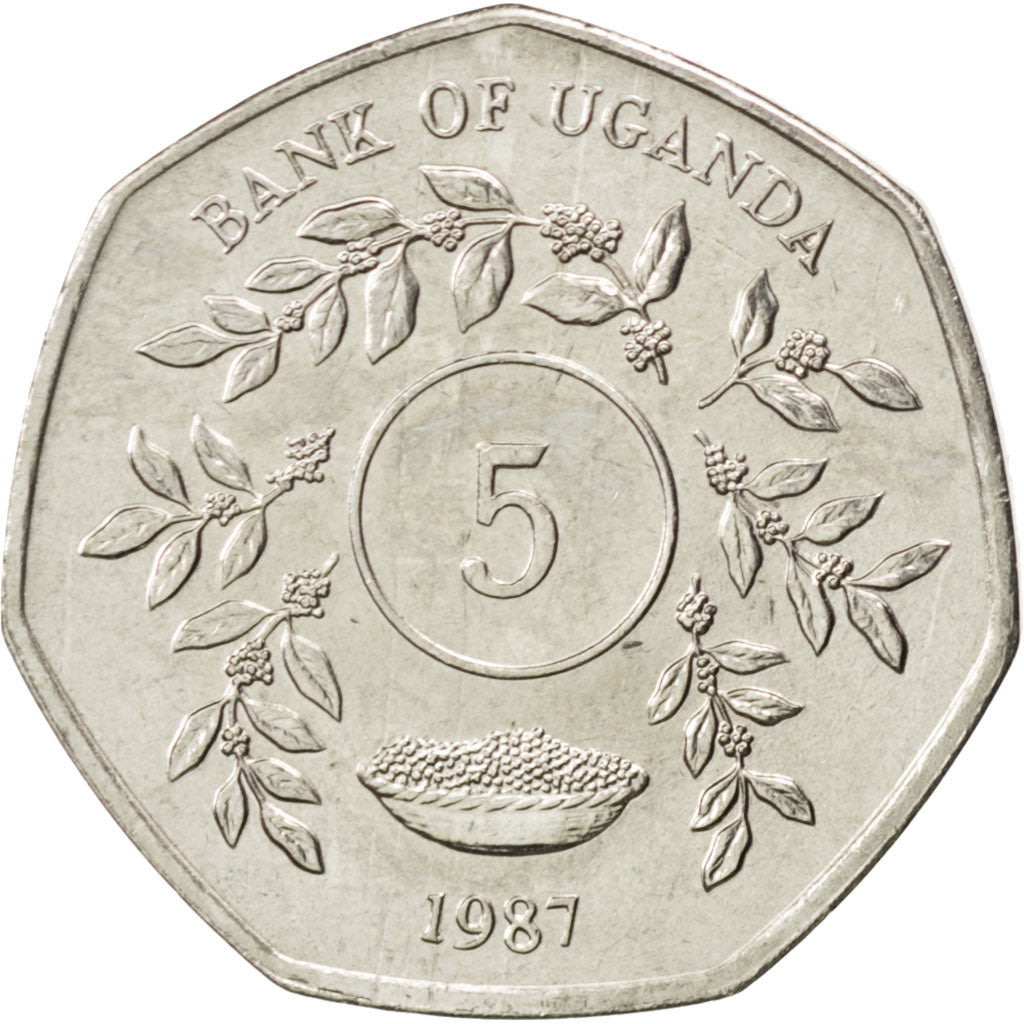 Ouganda, 5 Shillings 1987, KM 29