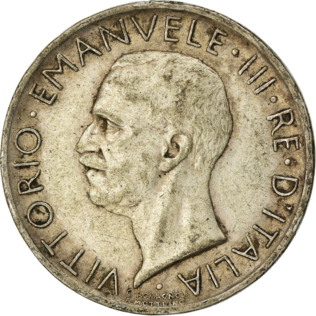 Italia, Vittorio Emanuele III, 5 Lire, 1930, Rome, MBC, Plata, KM:67.1