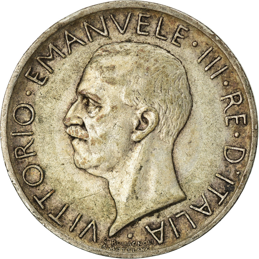 Italia, Vittorio Emanuele III, 5 Lire, 1930, Rome, MBC, Plata, KM:67.1