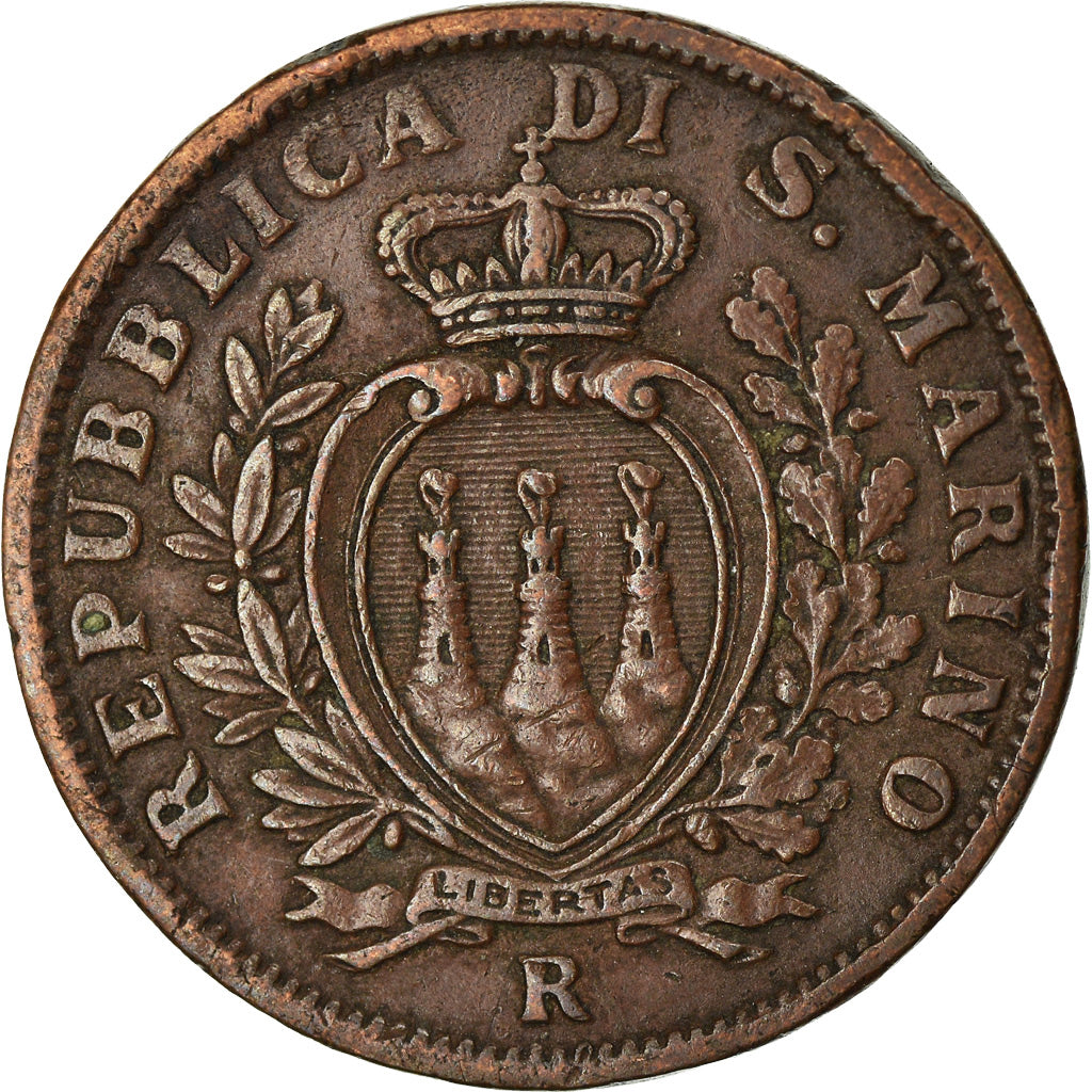 Coin, San Marino, 10 Centesimi, 1936, Rome, EF(40-45), Bronze, KM:13