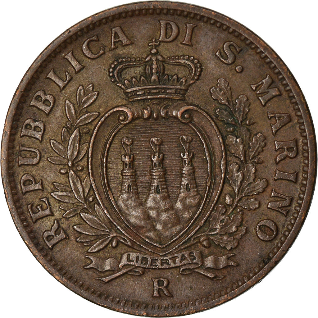 Moneta, San Marino, 10 Centesimi, 1935, Rome, EF(40-45), Bronze, KM:13