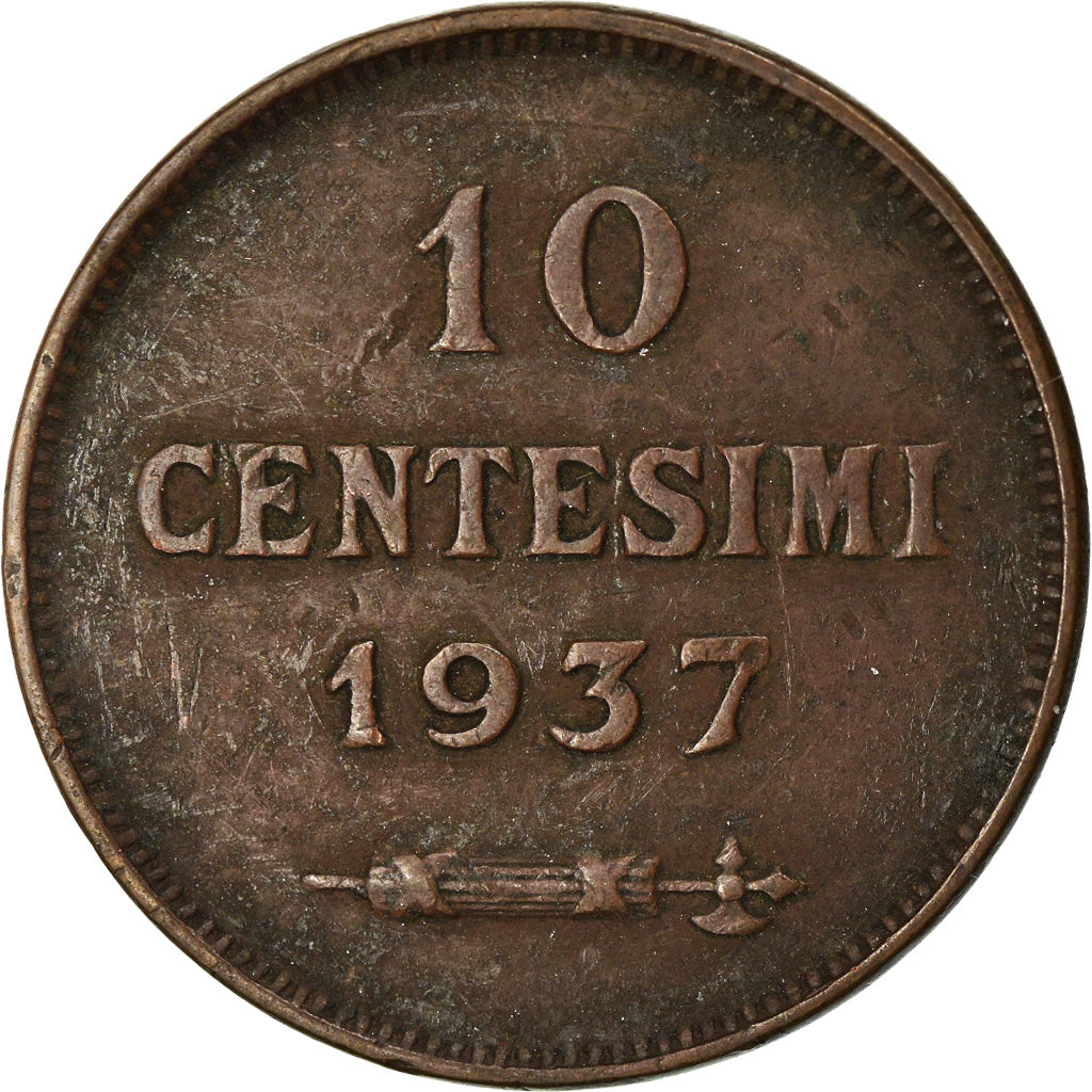Monnaie, San Marino, 10 Centesimi, 1937, Rome, TTB, Bronze, KM:13