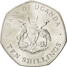 Uganda, 10 Shillings, 1987, SPL, Acciaio placcato nichel, KM:30