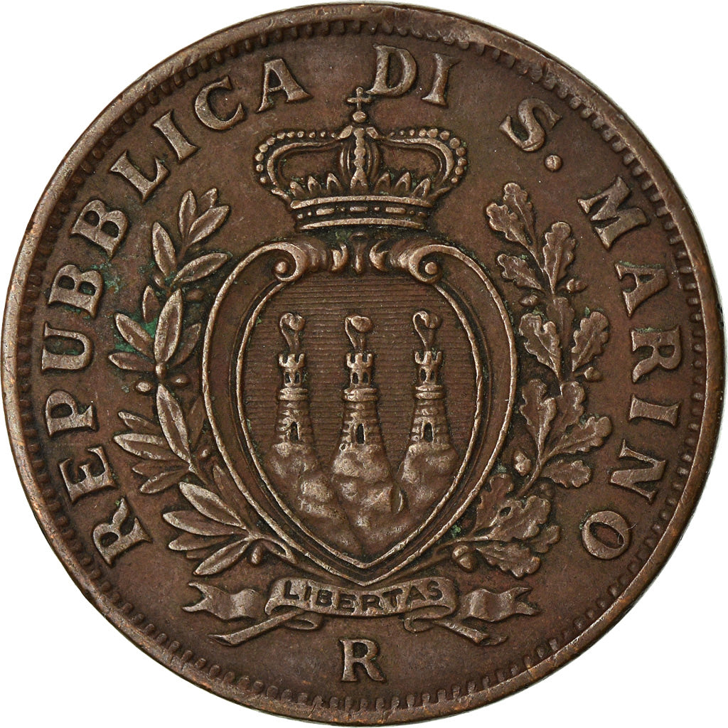 Moneta, San Marino, 10 Centesimi, 1937, Rome, EF(40-45), Bronze, KM:13