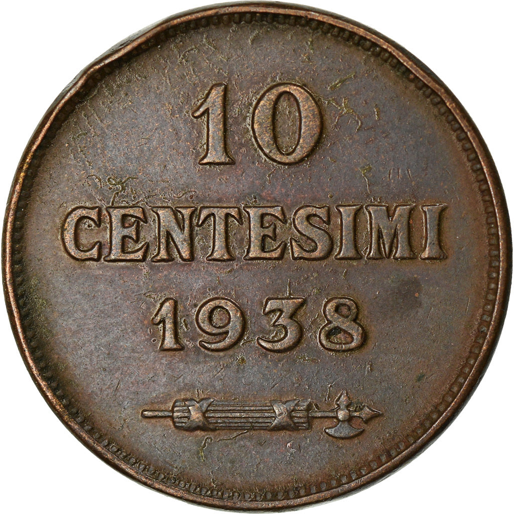 Moneta, San Marino, 10 Centesimi, 1938, Rome, BB, Bronzo, KM:13