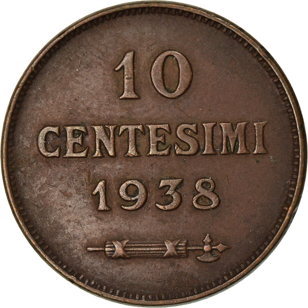 Monnaie, San Marino, 10 Centesimi, 1938, Rome, TTB, Bronze, KM:13