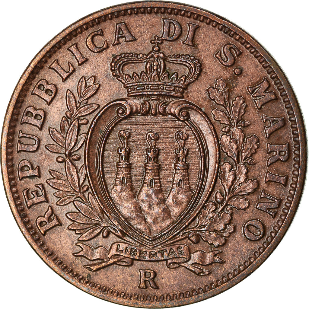 Moeda, San Marino, 10 Centesimi, 1938, Rome, AU(55-58), Bronze, KM:13