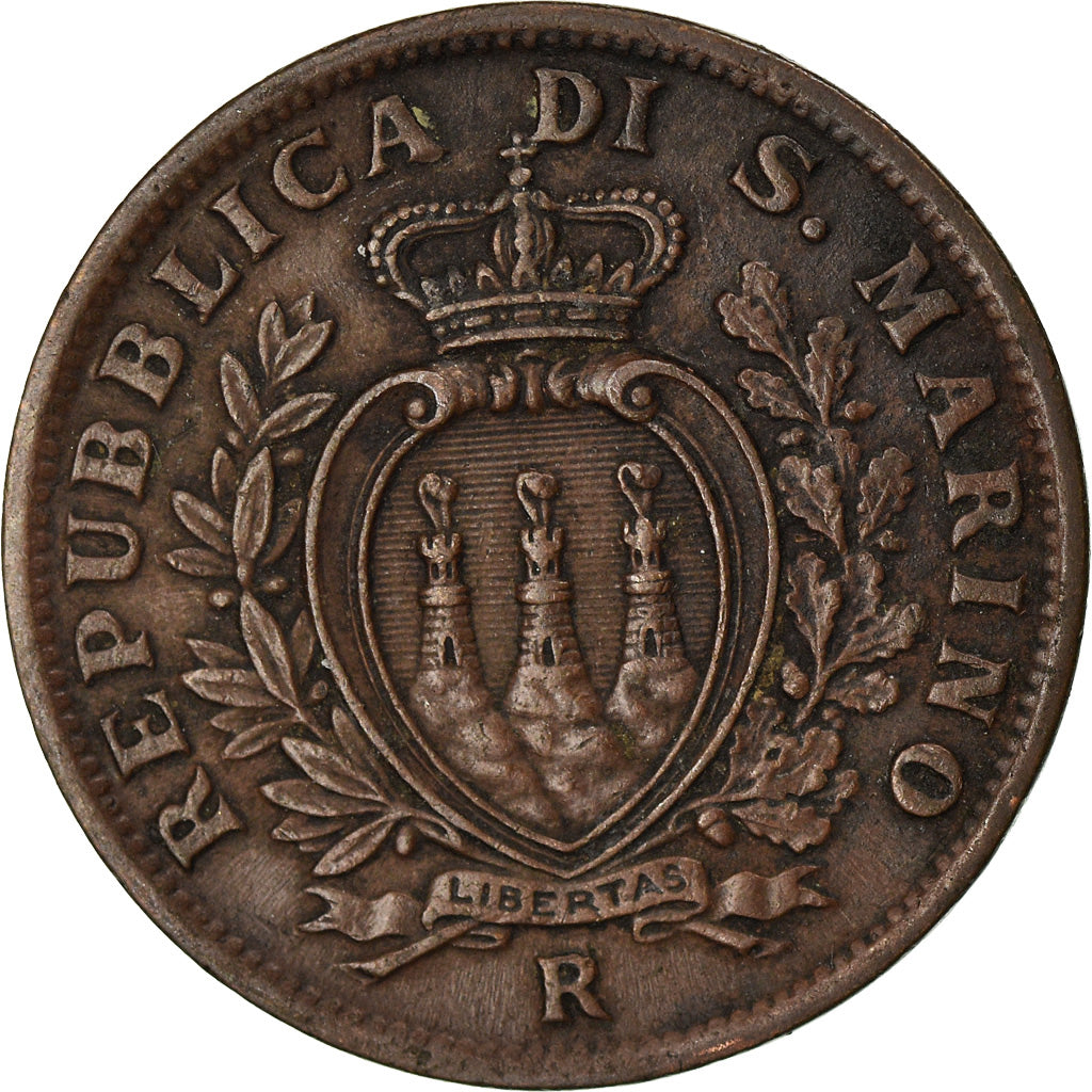 Moneta, San Marino, 5 Centesimi, 1935, Rome, EF(40-45), Bronze, KM:12